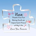 Puzzle-shaped acrylic ornament with pink butterflies and Nan appreciation quote - Nan Pink Butterfly Style (Q36)