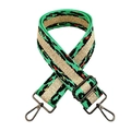 Detail of 5cm adjustable leopard print bag strap with gunmetal hooks and hardware - Green Gunmetal Buckle