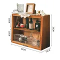 Large vintage walnut wood display cabinet with glass door and metal handle - Large / Brown