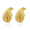 Pendientes corazón retro de acero inoxidable oro 18K con diseño de hoja retorcida - Dorado