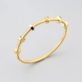 Unique gold-plated nut and bolt style bangle featuring a threaded screw rod design - Size 17 / Bangle / Gold