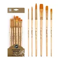 Professional 6-piece painting brush set with wooden handles and synthetic hair for art - 6Pcs Mixed Peak HB183E / Natural Wood Color