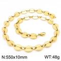Gold stainless steel pig nose chain necklace with 550x10mm oval links and lobster clasp - Style A Gold Necklace 55cm (KN228729-Z)