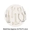 Molde de silicona blanca con formas de herramientas para fondant y bricolaje manual - Estilo 2 / Gris
