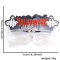 Detailed Halloween LED glowing glasses specifications showing dimensions 16x10cm and ghostly design - Glowing Frame / Ghost Letters