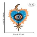 Large eye and heart sequin embroidery patch with dimensions 28cm x 21cm shown on white - Royal Blue Heart Moon Star Eye