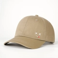Khaki cotton baseball cap with cartoon tongue print and adjustable street style fit - Dark Khaki