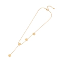 Elegant gold flower necklace with five textured blossom pendants on white background - Flower / Gold