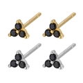 S925 sterling silver stud earrings with black zircon stones in gold and silver finish - 18K Gold / Gold + Black Zirconia