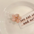Pink floral hair claw clip with crystal center and gold edge for elegant styling - Pink Flower