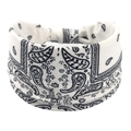 Bandeau de yoga bohème blanc avec motif paisley noir et tissu en coton élastique - Par-1 / Guanxin[][modèle Disponible] Prix Préférentiels Pour Les Grandes Quantités