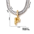 Detail view of gold letter P pendant necklace with cubic zirconia chain specs and dimensions - Letter P Shape Style (N01047-P)