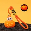Leuchtender Halloween Kürbis und Geist Schlüsselanhänger mit orangefarbenem Seil - Kürbis-Laterne Geist (Leuchtstil)