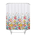 Waterproof polyester shower curtain with vibrant floral watercolor print and metal hooks - Peony