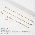 Collana a serpente in acciaio placcato oro 18K con perline da 3mm e lunghezza 45cm - 1.2mm*45CM+5CM / Oro