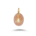 Elegant 925 sterling silver gold-plated pendant with natural strawberry quartz and opal - Gold Plated 925 Silver / Gold (Strawberry Quartz/Synthetic Opal Pendant)