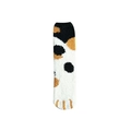 Thick coral fleece sleeping socks with black and orange calico cat paw pattern - Black Polka Dot