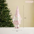 Gnomo di Natale rosa di peluche con cappello di paillettes e gambe telescopiche - A410-12 Gnomo Femmina (58CM)