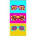 Sneldrogende microvezel strandlaken met pop-art zonnebrillen en tropische bloemenprint - 718 Zonnebril Hibiscus