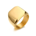 Anillo de sello cuadrado minimalista para hombre en acero inoxidable chapado en oro - Talla US 7 / Dorado