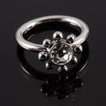 Anello per naso in acciaio argento con cristallo centrale e perline stile sole - NO 6-Girasole a Pietra Singola Argento