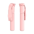 Pink foldable selfie stick tripod with phone mount and professional lighting for vlogging - Pink Extended 93cm Without Light (Z5)