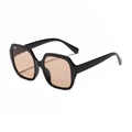 Gafas de sol retro de gran tamaño con montura negra y lentes marrón claro - Marco Negro Lentes de Té Claro