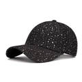 Black baseball cap with white paint splatter design and structured high top style - Adjustable / Black