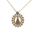 Gouden ketting met Madonna Aparecida hanger, blauwe details en witte zirkoniasteentjes - Kant Hol Maagd Maria (ML-CN001318CX)