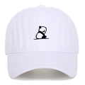 Weiße Baumwoll-Baseballkappe mit schwarzer Panda-Stickerei im klassischen 6-Panel-Design - Weiß