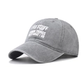 Cappellino da baseball grigio in cotone lavato effetto vintage con stampa slogan bianco - Regolabile / Grigio