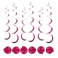 Pink metallic foil spiral ceiling decorations for party and event hanging decor - Single Spiral/Pack of 6 / Glossy Peach Pink