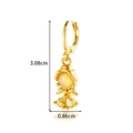 Golden fishtail earrings with yellow zircon crystals, size 3.08cm by 0.86cm dimensions - 498-6# Yellow Gem Dangle Style (Pair)
