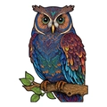 Irregular wooden owl puzzle with vibrant mandala patterns and intricate laser-cut details - S / Owl - Plastic Box