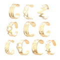 10-teiliges Set vergoldeter Zehenringe mit Himmelsmotiven und geometrischen Mustern - Multi-Design-Stil / Gold-Stil