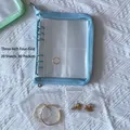 Blue binder jewelry organizer with zipper and 20 transparent four-grid inner pages - Blue Zipper 3-Inch 4-Grid (With 50 Bags)