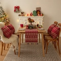 Camino de mesa navideño rojo con renos y copos de nieve en una decoración de hogar acogedora - Reno de Copo de Nieve Rojo / 43x43cm Funda de Almohada + Relleno