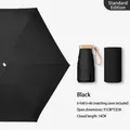 Compact black 6-fold mini sun umbrella with gold handle and protective storage pouch - 6-Fold 6-Bone Black Glue Black