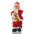 Electric Santa Claus toy playing a golden saxophone wearing a classic red Christmas suit - Foot Moving Saxophone Santa