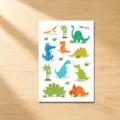 Tatouages temporaires de dinosaures pour enfants avec motifs T-Rex colorés style WK-073 - Palmiers et Dinosaures (WK-073)