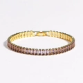 Classic gold bracelet featuring rectangular purple zircons and a secure fold-over clasp - Gold-Purple Zirconia