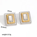 Orecchini vintage in acciaio inossidabile placcato oro 18k triplo strato rettangolare - Bicolore Oro e Argento (TE60322-M)