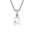 Leo zodiac pendant necklace in silver-tone stainless steel with a classic box chain. - Leo / Steel