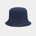Detailed view of the dark blue denim bucket hat with reinforced stitching on the brim - M (56-58cm) / Dark Blue