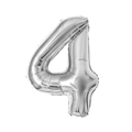 Silver number 4 foil balloon for birthday parties, metallic finish on white background - 40 Inch Number 4-Silver