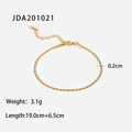 Detail der 2mm goldenen gedrehten Seilkette mit Maßen und 3,1g Gewichtsanzeige - 2mm Breit/19+6.5cm Lang / Gold