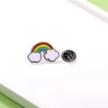 Cute enamel rainbow and cloud metal pin badge with butterfly clutch backing accessory - Rainbow Cloud (CZ0578)