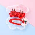 Christmas hair clips set featuring red reindeer antlers and snowman patterns for girls - Reindeer and Snowman Hair Accessories (2#)