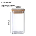 Square 1150ml glass storage jar with airtight bamboo lid from the 10cm series - 10x15cm (1150ml)