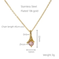 Collana dorata in acciaio inossidabile con pendente in zircone rosa e cristalli - Stile Zircone Rosa Oro 18K / Rosa